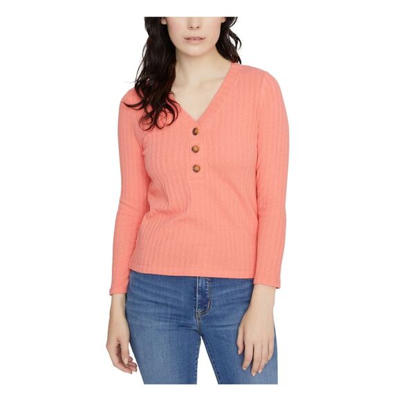 SANCTUARY Tops - SANCTUARY Womens Coral Long Sleeve V Neck Top XS
